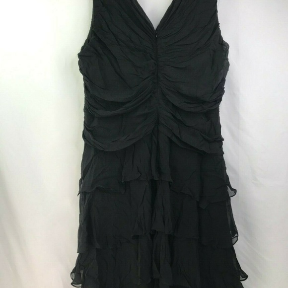 New Tadashi Silk Black Dress Rouched Sleeveless - Picture 4 of 8